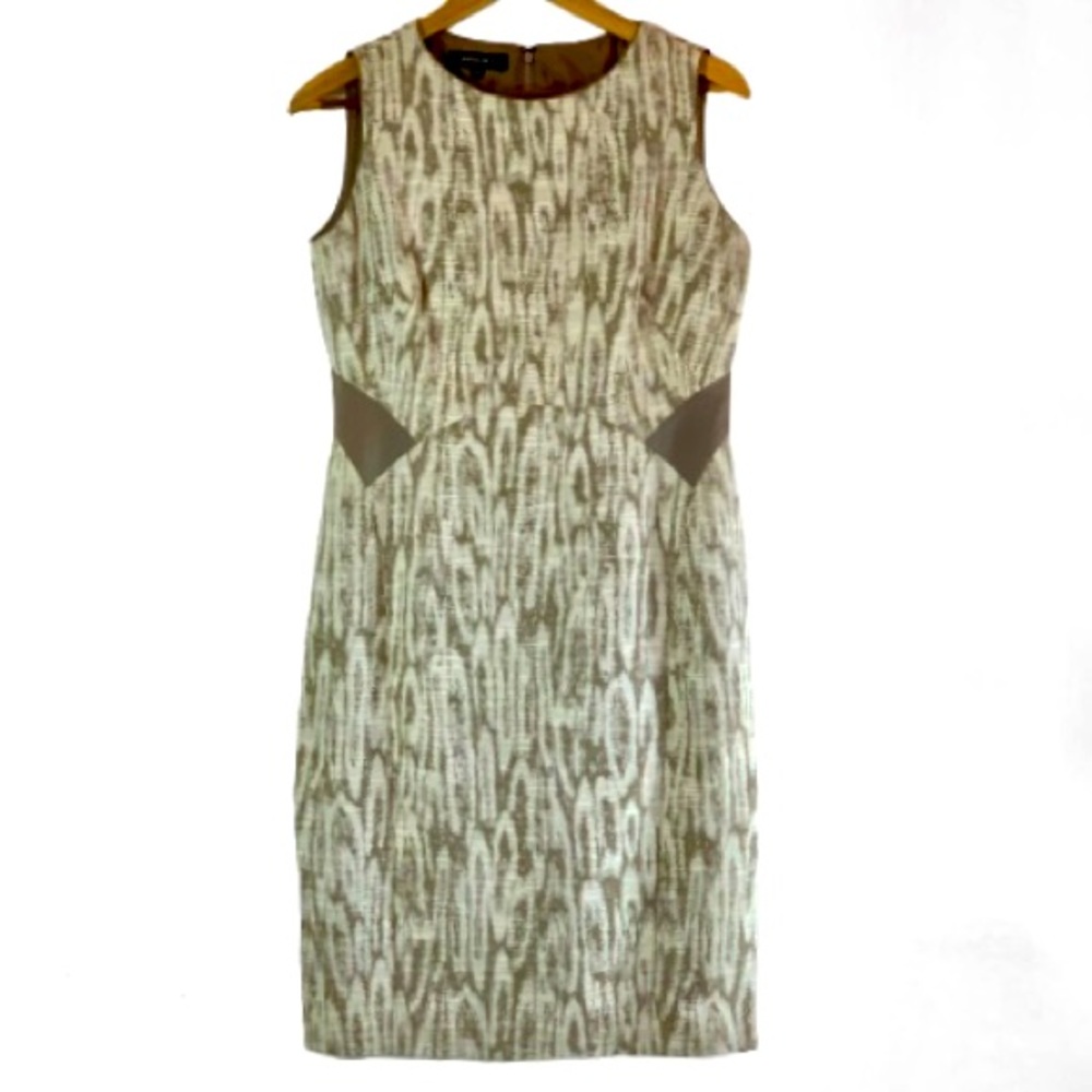 LAFAYETTE 148 taupe & cream zebra print midi dress
